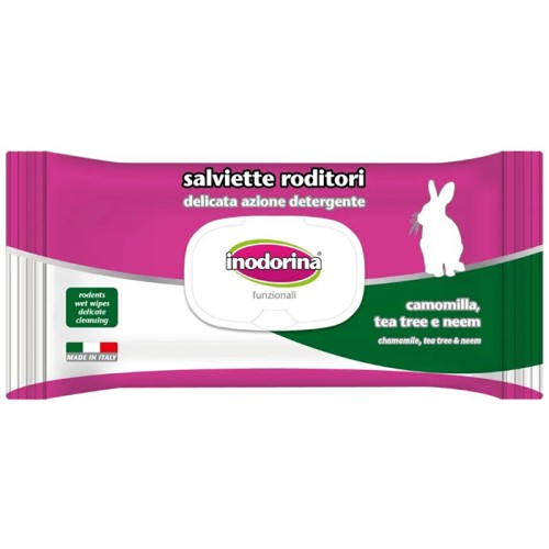 Inodorina Salvietta Roditori For Rodents Camomilla, Tea Tree and Neem Серветки для гризунів з ромашкою, чайним деревом та німом