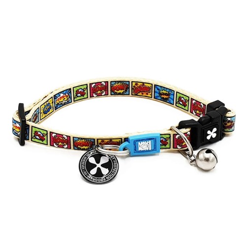 Max & Molly Smart ID Cat Collar Comic Нашийник для котів з QR-кодом, малюнок "Комікси"