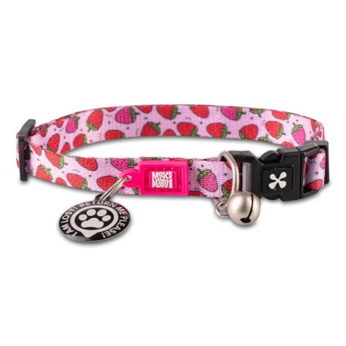 Max & Molly Smart ID Cat Collar Strawberry Dream Нашийник для котів з QR-кодом, малюнок "Полуниця"