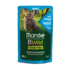Monge Cat Wet Bwild Grain Free консерва для котів, анчоус з овочами (шматочки в соусі)