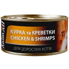 AnimAll Chicken & Shrimps for Adult Cats Консервований корм з куркою та креветками для дорослих котів