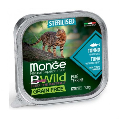 Monge Cat Wet Bwild Grain Free Sterilised консерва для стерилізованих котів з тунцем та овочами (паштет)