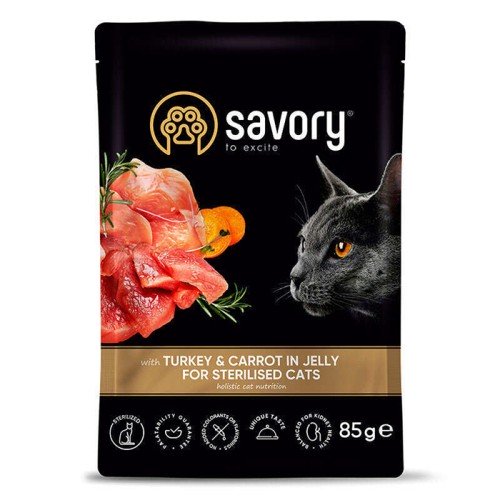 Savory Turkey & Carrot in Jelly for Sterilised Cats Консервований корм з індичкою для стерилізованих кішок