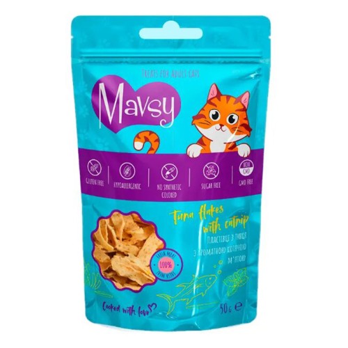 Mavsy Tuna Flakes with catnip for adult cats Ласощі для котів пластівці з тунцем та ароматною котячою м'ятою