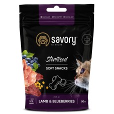 Savory Sterilised Soft Snack Lamb & Blueberries М'які ласощі з ягнятком та чорницею для стерилізованих кішок
