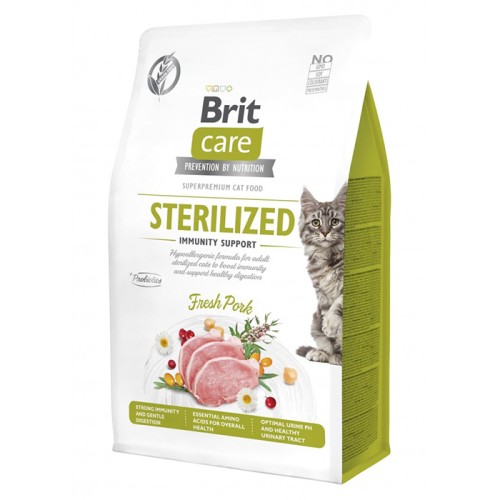 Brit Care Sterilized Immunity Support Сухий корм для стерилізованих кішок зі свининою