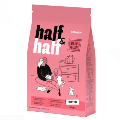 Half & Half Beef Recipe Kitten Сухий корм для кошенят з яловичиною