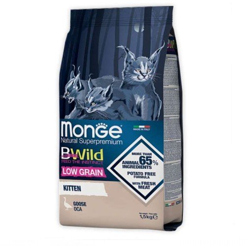 Monge Bwild Low Grain Goose Kitten сухий низькозерновий корм з м'яса гусака для кошенят