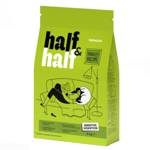 Half & Half Turkey Recipe Sensitive Digestion Adult Cats Сухий корм для котів з чутливим травленням, з індичкою