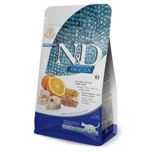 Farmina N&D Low Grain Ocean Cat Adult низькозерновий сухий корм з тріскою та апельсином для дорослих кішок