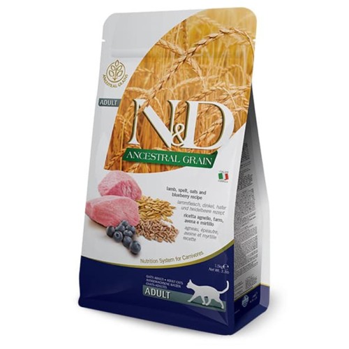 Farmina N&D Low Grain Cat Lamb & Blueberry Adult низькозерновий сухий корм з ягням та чорницею для дорослих котів