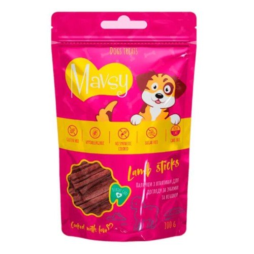 Mavsy Lamb Sticks for dogs Ласощі для собак палички з ягняти для догляду за зубами та яснами