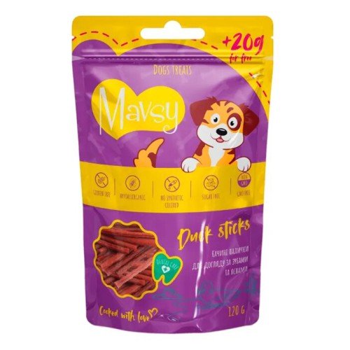 Mavsy Duck Sticks for dogs Ласощі для собак палички з качки для догляду за зубами та яснами