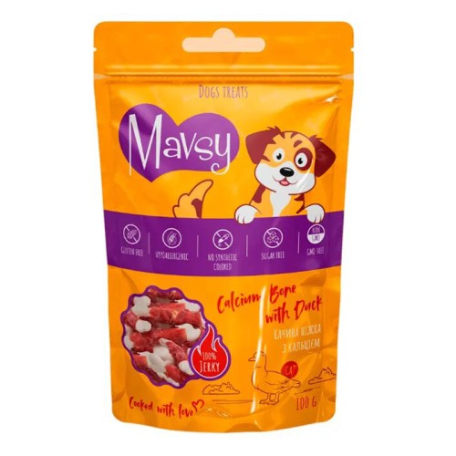 Mavsy Calcium Bone with Duck for dogs Ласощі для собак качина ніжка з кальцієм