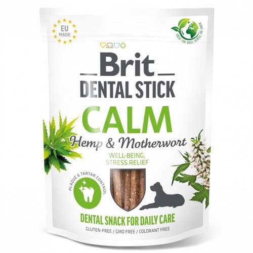 Brit Care Dental Stick Calm Ласощі для здоров'я ясен, зубів та зменшення стресу у собак, з коноплею та пустирником