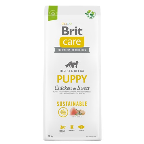 Сухий корм з куркою та комахами для цуценят всіх порід Brit Care Dog Sustainable Puppy