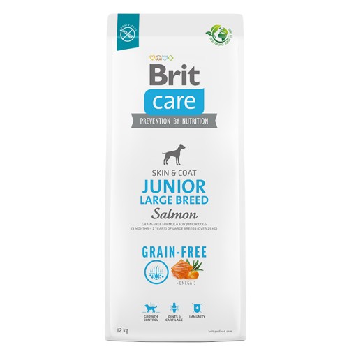 Сухий беззерновий корм з лососем для цуценят великих порід Brit Care Dog Grain-free Junior Large Breed
