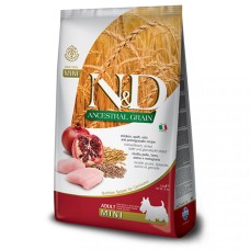 Farmina N&D Low Grain Dog Chicken & Pomegranate Adult Mini низькозерновий сухий корм з куркою та гранатом для собак дрібних порід