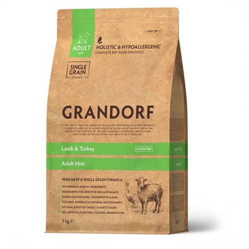 Сухий корм Grandorf Dog Mini Lamb & Turkey ягня та індичка для дорослих собак дрібних порід