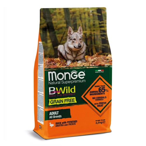 Cухий корм Monge BWild Grain Free Duck Adult All Breed з качкою для дорослих собак всіх порід