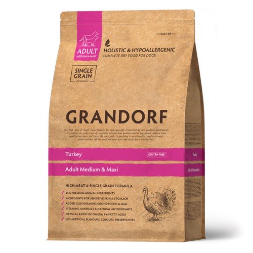 Сухий корм Grandorf Dog Medium & Maxi Turkey індичка для середніх та крупних порід