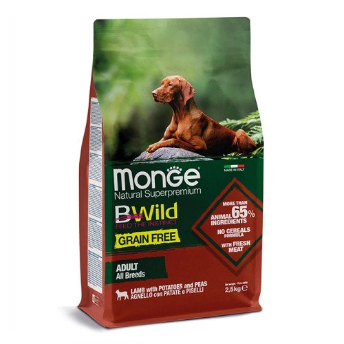 Cухий корм Monge BWild Grain Free Lamb Adult All Breed з ягням для дорослих собак всіх порід