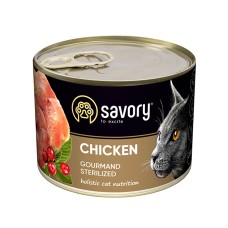 Savory Cat Can Adult Sterilised Chicken консерва для стерилізованих котів з куркою 200 г