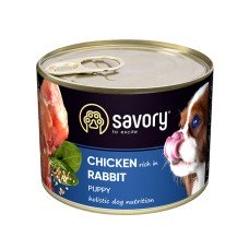 Savory Dog  All breeds Puppy Chicken rich in Rabbit консерва для цуценят з куркою та кроликом 400 г