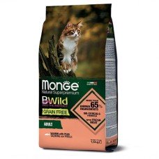 Monge Cat Bwild Grain Free Salmone con Piselli сухий беззерновий корм з лососем для дорослих кішок 10 кг